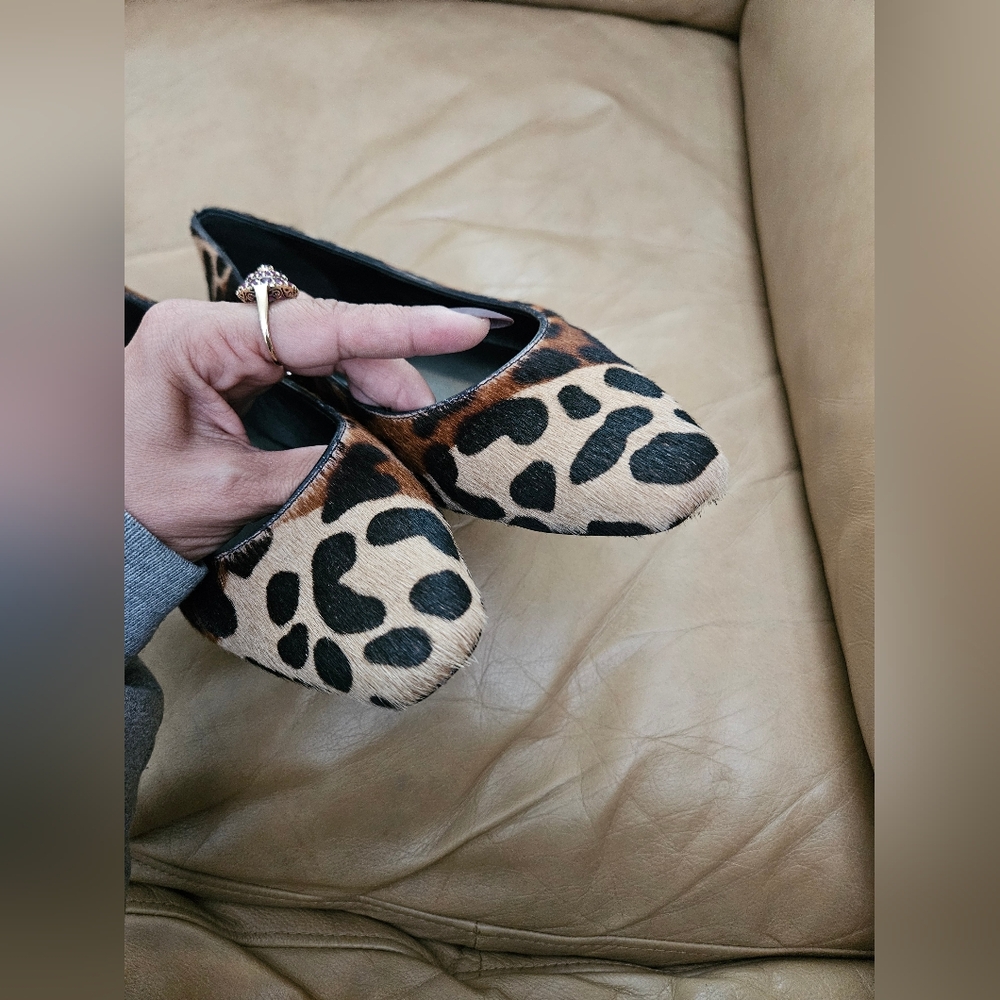 Aquatalia Shoes Calf Hair & Leather Flats Leopard Gorgeous Size 9.5 - Picture 7 of 8